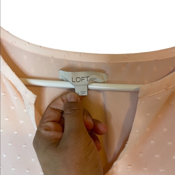 Loft blush pink Dotted Babydoll Long Sleeve Top size S - Picture 5 of 5
